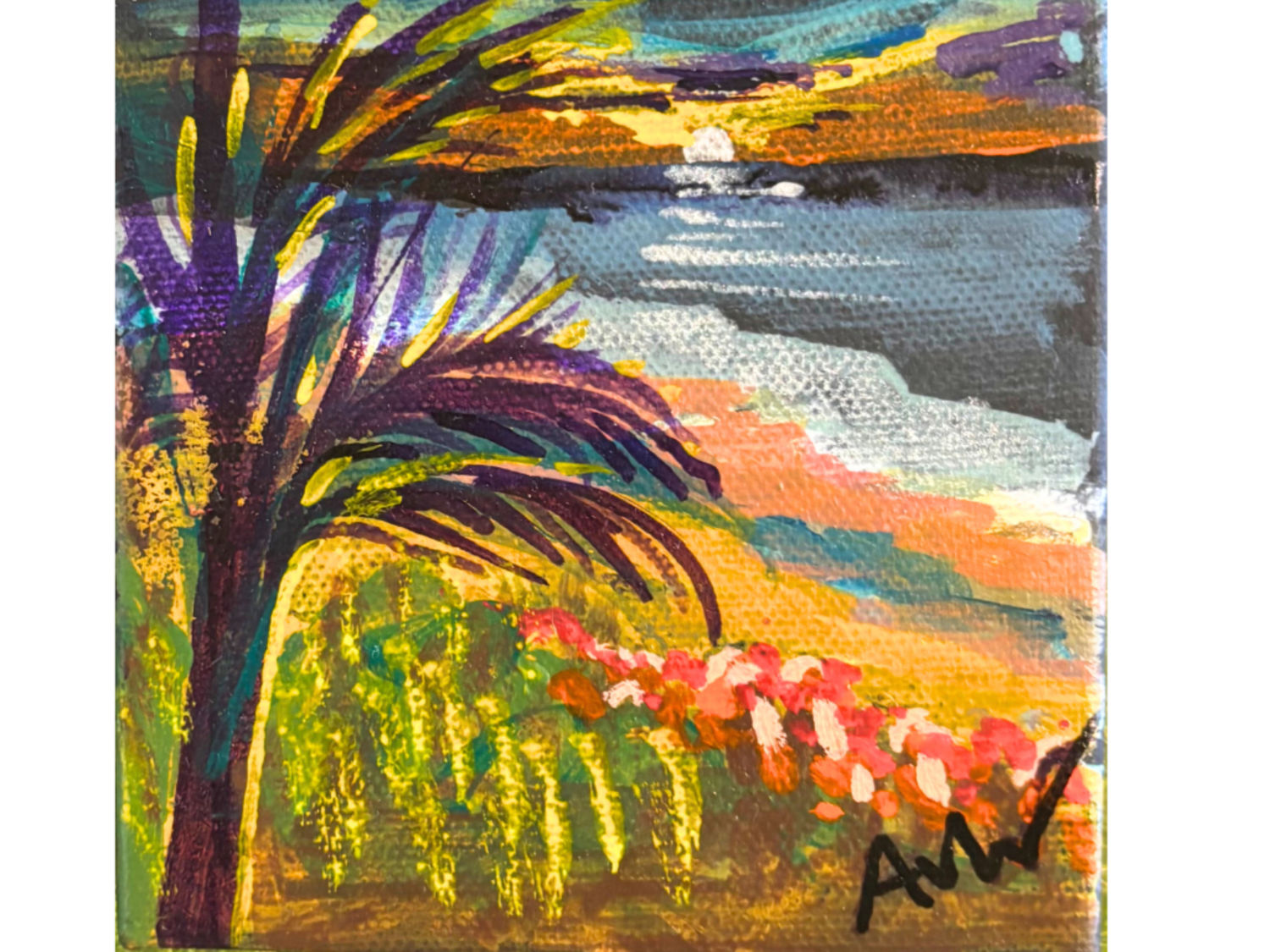 Andrea Marks - Sunset at Bay (w/ easel)